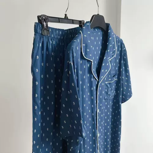 Мужские легкие и тонкие комфортные дышащие штаны, пижама, комплект, короткий рукав