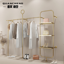 Clothing store display rack wall-mounted stainless steel titanium gold hanging clothes shelf simple womens clothing store display shelf