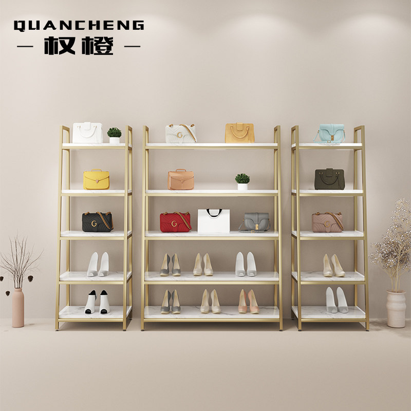 Shoe store shoe rack display rack stainless steel titanium alloy shopping mall shoe rack clothing store bag display rack multi-layer rack