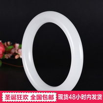 Xinjiang mutton-fat grade white jade Hetian jade round jade bracelet A goods natural jade Kunlun jade womens bracelet