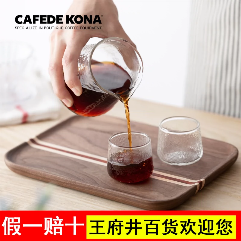 CAFEDE KONA Black Walnut Tray Thiết bị hỗ trợ cà phê bằng tay Hình chữ nhật Khay đựng trà bằng gỗ đặc - Cà phê