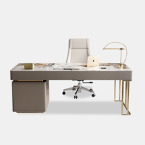 Light Luxury Rock Plate Desk Modern Minima Stainless Steel Titanium Gold Writing Desk Room Book Room Home High-end Computer Desk