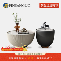 Light luxury tea couple modern minimal Italian creative circular rock port minimalist tea table designer style furniture