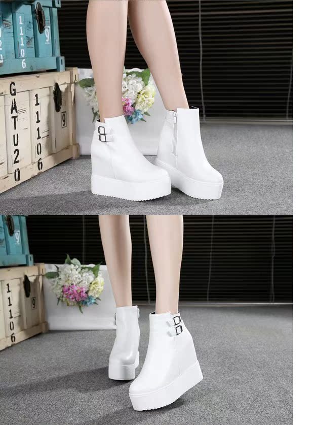 Phiên bản mới của Hàn Quốc của Martin ủng siêu cao gót nêm cao gót đơn cho trẻ em mùa xuân và mùa thu 2017 giày boot nữ hàng hiệu