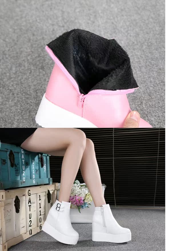 Phiên bản mới của Hàn Quốc của Martin ủng siêu cao gót nêm cao gót đơn cho trẻ em mùa xuân và mùa thu 2017 giày boot nữ hàng hiệu