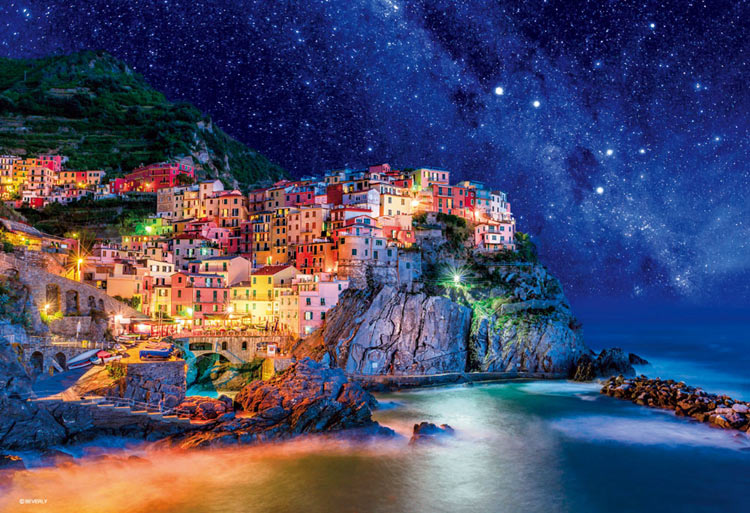 Japan BEVERLY imported large decompression puzzle adult 1000 pieces starry Cinque Terre luminous super difficult
