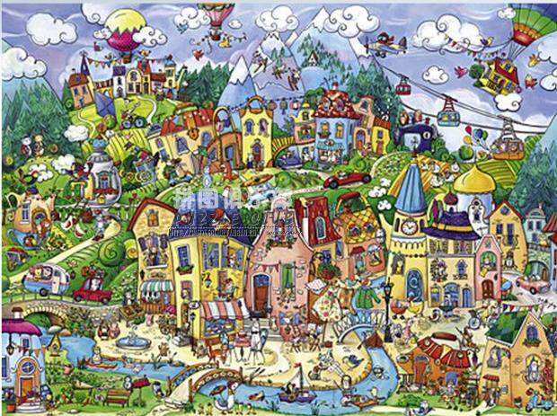 Spot-Renoir imported HEYE adult puzzle happy town 1500 pieces of educational toys