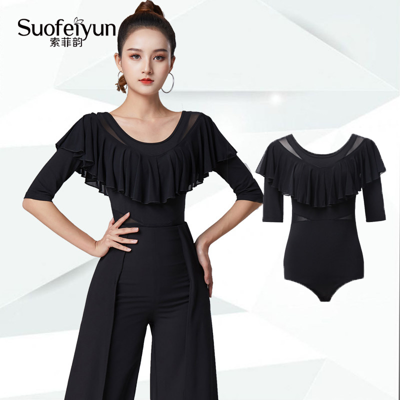 2021 net red modern dance practice clothes new tops women's jumpsuit Latin dance costume national standard dance performance dance costume summer