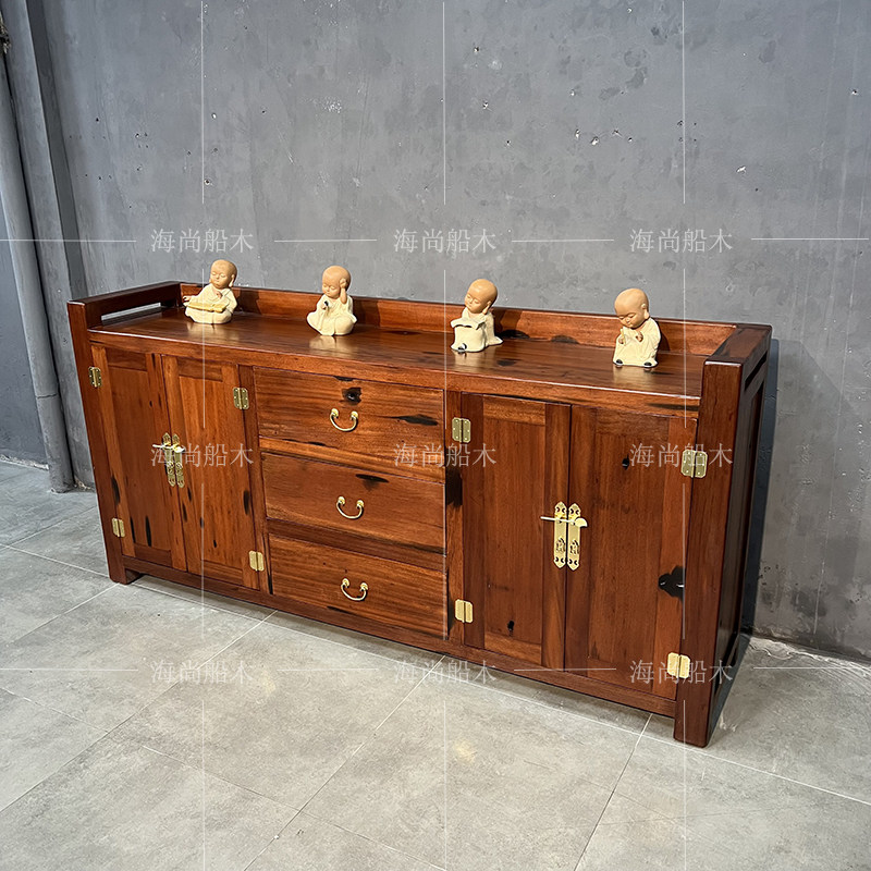 Old boat meal cabinet Chinese retro shelf solid wooden cabinet multifunctional locker living room cabinet