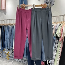 Korean Ocean Gas Grey Western Dress Pants Casual Kharen Pants Women Summer New High Waist Pituitary Straight Barrel Loose 90% Pants
