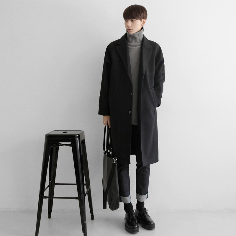 Winter thick Korean plush coat men long version coat student Nizi cashmere trend 2021 New Coat
