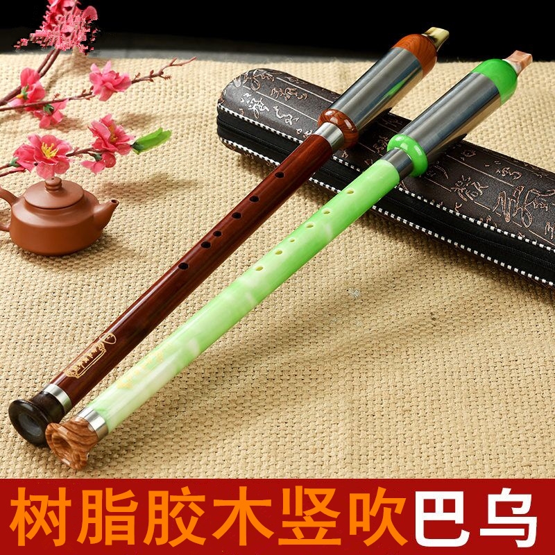 Yunnan musical instrument students, children, adults, beginners, play-type resin bakelite, vertical blowing Bawu G tune, F tune leather box