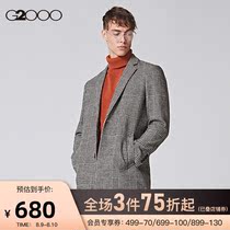 G2000 mens medium and long youth warm plaid wool coat business casual jacket men