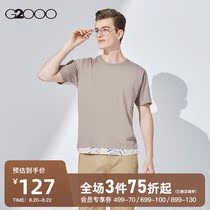  G2000 mens clothing 2021 spring new trend youth clothing soft waxy fashion contrast color stitching short-sleeved t-shirt men
