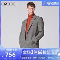 G2000 mens medium-length youth wear warm plaid wool coat business casual coat men