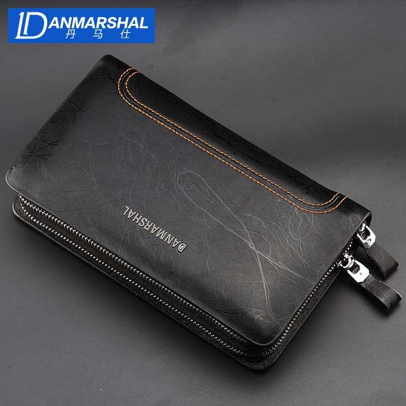 Men's cowhide handbag business casual clutch bag fashion double pull lock wallet men's bag wallet large capacity clutch bag