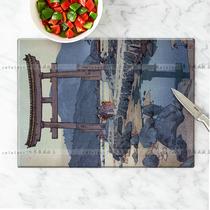 Yoshida Boges-Style Floating Painting Wind Landscape Painting Tempered Glass Cutting Board Baby Coveting Chopping Block Rectangular Fruit Case Board