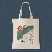 Qi Baishi Chinese painting shoulder canvas bag literary women ink painting shoulder bag environmental protection portable shopping bag activities gifts