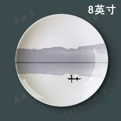 Quiet Lake quiet lake decorative plate bedroom wall Zen decorative hanging plate ceramic plate ornament 8 inches