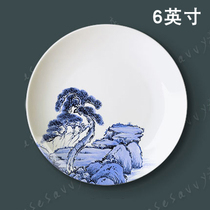 6 inch ink landscape new Chinese blue and white porcelain plate living room background Wall Wall wall hanging plate home craft decoration decoration ornaments