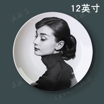 12-inch Audrey Hepburn porcelain plate hanging plate Decorative plate wall sitting plate setting plate Ceramic plate creative home decoration