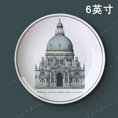 6-inch hand-painted style Nordic modern architecture Decorative Plates Wall Hanging Pan Sacred Temple Ceramic Dish Pendulum