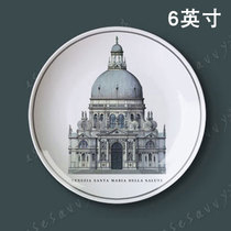 6-inch hand-painted style Nordic modern architectural decorative plate Wall hanging plate Temple church ceramic plate ornament