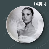 14-inch Audrey Hepburn porcelain plate hanging plate Decorative plate Wall sitting plate setting plate Ceramic plate creative home decoration