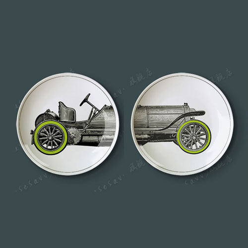 12-inch retro classic car living room decoration porcelain plate bedroom decoration hanging plate study ceramic plate swing plate sitting plate