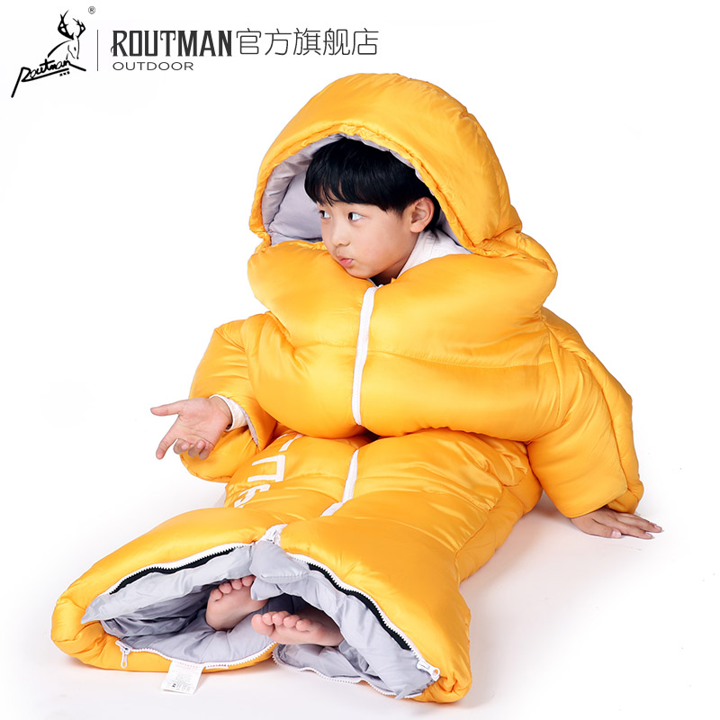 Lutman Outdoor Sleeping Bag Medium Large Children Autumn Winter Thick Warm Anti Kick Noon Cotton Sleeping Bag for Elementary and Middle School Students