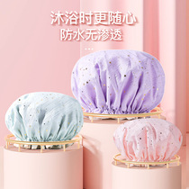 Double-layer thickened baking oil hat waterproof womens polyester cotton bath cover bath perm hair hat kitchen oil smoke hat hair care hat