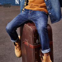 hoo boys jeans 2020 spring and autumn new medium and large childrens elastic slim wild childrens Korean casual trousers