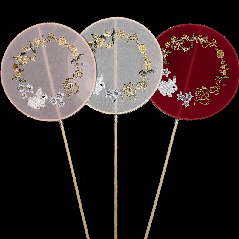 Hanclo Accessories Ancient Fan Embroidery Fan Embroidery Fan Chinese Fan DIY Fan Red Peony Fan