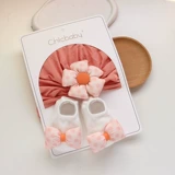 Осенняя детская милая шапка для новорожденных подходит для мужчин и женщин для девочек, комплект с бантиком