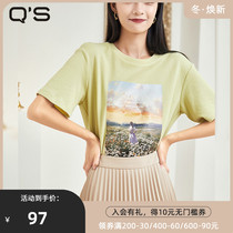 Straw Xi Chunqiu new Korean short sleeve inner T-shirt female ins oil painting printing lazy fashionable body shirt loose top