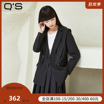 qs straw spring autumn new Korean version commuter west suit woman suit temperament professional design sense navy collar loose jacket