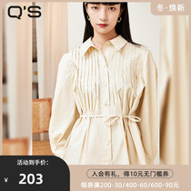 qs straw Hee spring autumn new solid color design sense shirt female loose temperament niche chic commuter long sleeve top