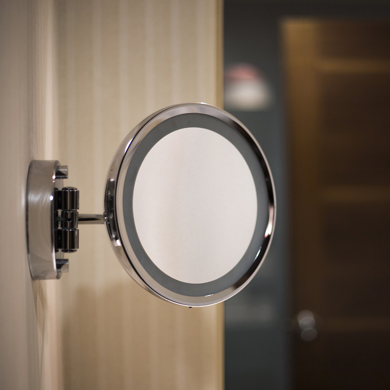 Wall-mounted folding single-sided beauty mirror with LED light Bathroom makeup mirror 10-inch powder room telescopic mirror 3 times magnification