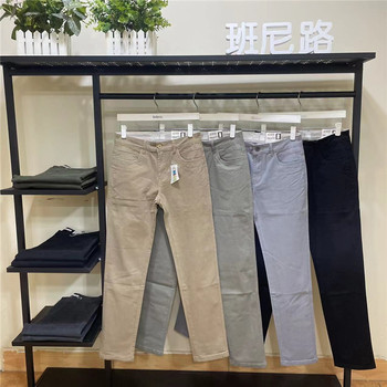 Authentic Baleno Men's Casual Pants, New Model, Pure Cotton, Slim Fit, Solid Color, Simple Design, Suitable for All Seasons, Slightly Stretchy, Long Pants
