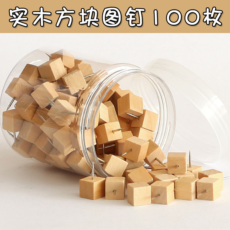 Wooden pushpin square Creative cute student with log art nail message board display board decorative nail press nail