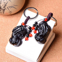 Natural Black Yao Stone Pendant with Leopard Key Buttons Male And Female section Ping An buckle Picchu Buddha Pearl Necklace Crystal Transshipment