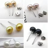 Серебряная серебряная пресноводная таблетка AAAA -Адрейг булочки Жемчужные серьги Женская S925 нелегко для аллергического хлебного жемчужного серьги