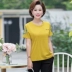 Áo thun cotton nữ tay ngắn cotton 2019 hè thời trang rộng rãi cho nữ trung niên size lớn 40-50 tuổi - Quần áo của mẹ áo trung niên Quần áo của mẹ