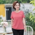 Áo thun cotton nữ tay ngắn cotton 2019 hè thời trang rộng rãi cho nữ trung niên size lớn 40-50 tuổi - Quần áo của mẹ áo trung niên Quần áo của mẹ