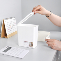 ins style simple pure white student dormitory desktop flip trash can garbage can with lid Mini small trumpet paper basket