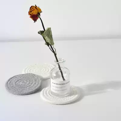 ins Wind Japanese threaded hand-woven cotton thread thick coaster non-slip anti-scalding heat-resistant mat teapot Bowl plate pad