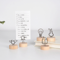Retro wooden note clip simple cute wrought iron photo clip message note clip home decoration fresh ornaments