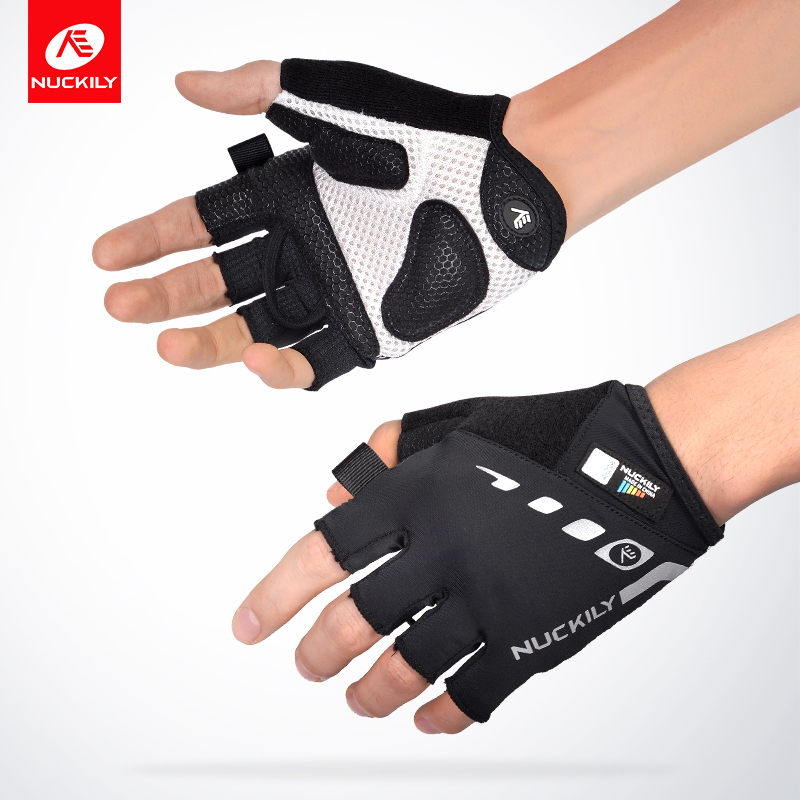 NUCKILY Bike Riding Gloves Half Finger Men's and Women's Summer Road Mountain Bike Gloves Shock Absorbing Bike Gear