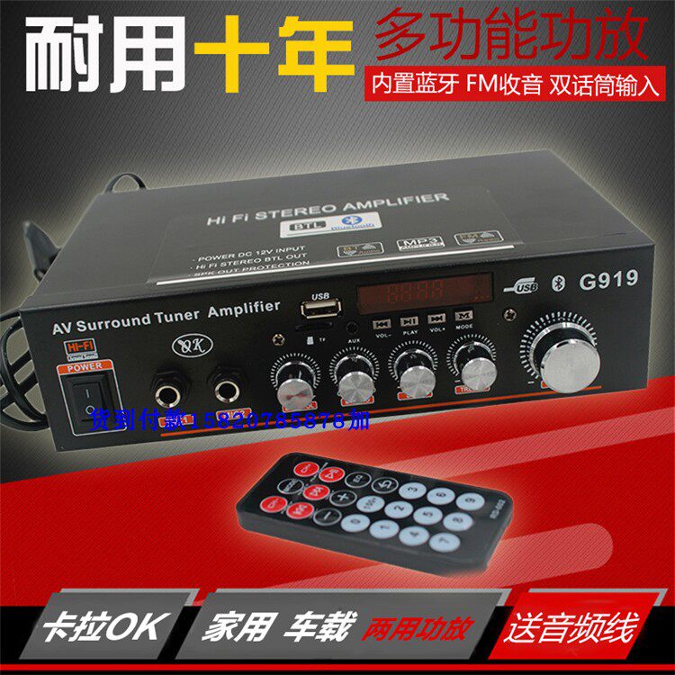 Car home HiFi Karaoke amplifier Opportunity Conference room bookshelf speaker 12V 220V Bluetooth radio