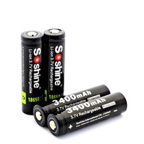 Soshine 18650 3 7v 3400mAh with protective rechargeable lithium battery imported battery